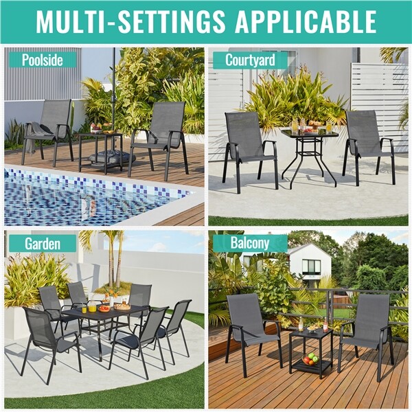 Set of 2 Patio Dining Chairs Stackable Chairs Outdoor furniture for Garden Lawn gallery