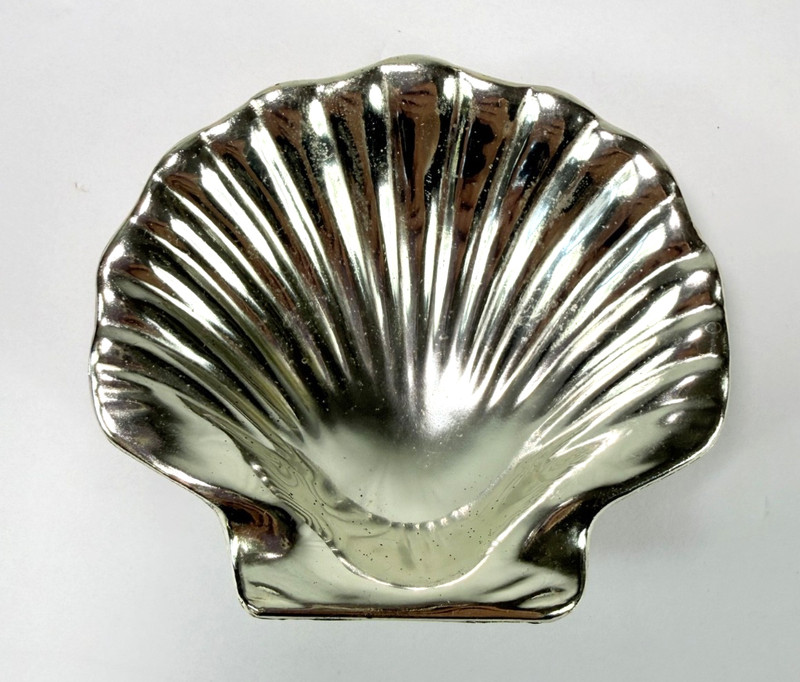 Shell Shape Dish Silver Tone Metal Candy Trinket Butter Teabag Holder VTG Set/8 gallery