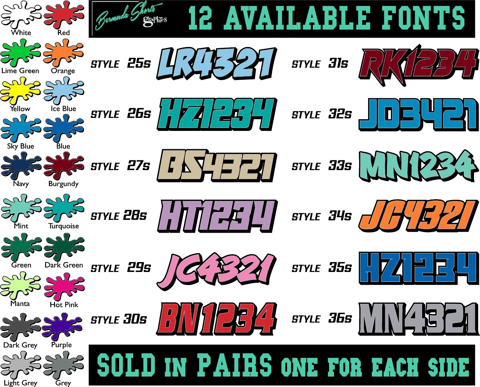 Snowmobile Registration Numbers & Letters 2 Pack Custom 2" vinyl decal pair 2CL gallery