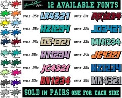 Snowmobile Registration Numbers & Letters 2 Pack Custom 2″ vinyl decal pair 2CL