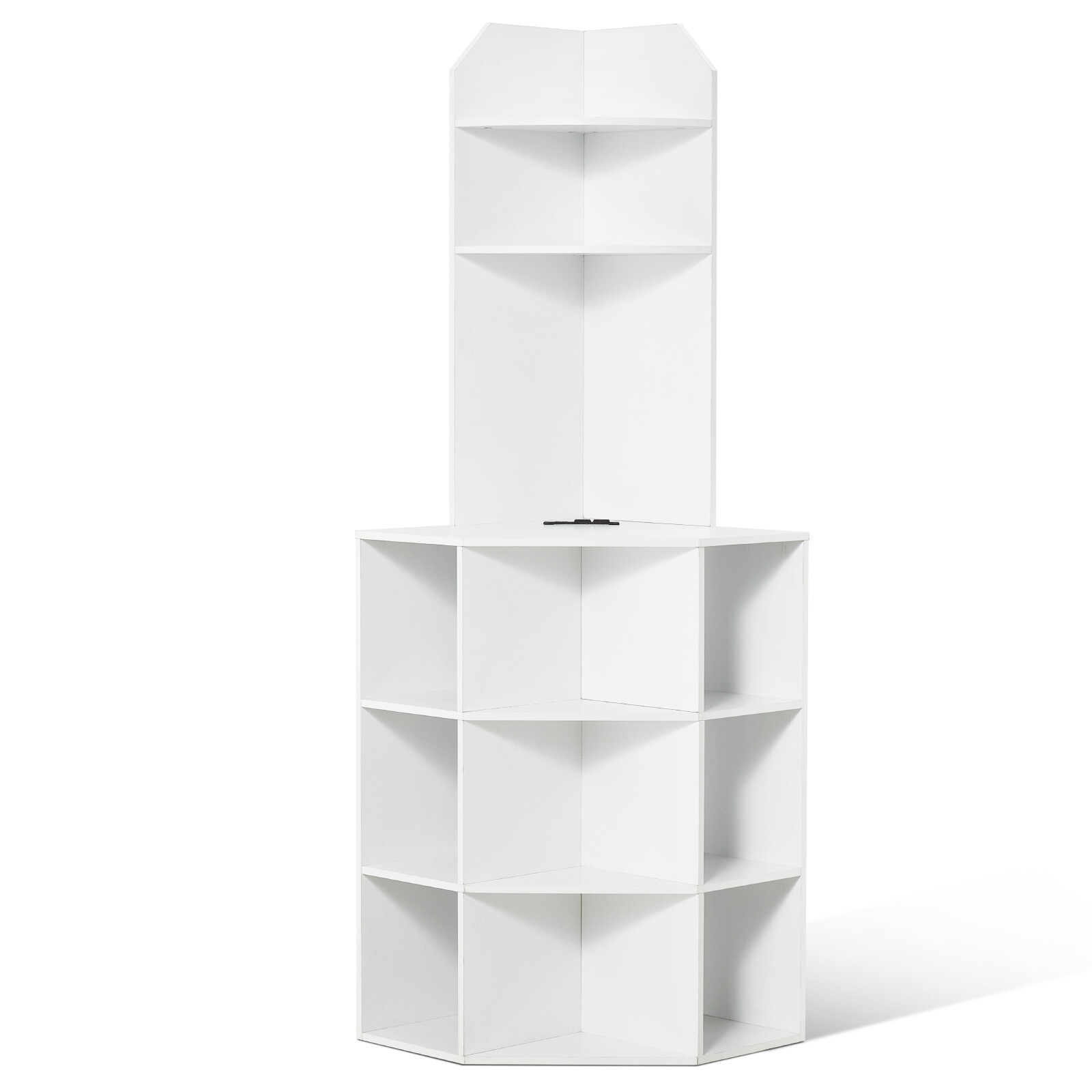 64" Corner Storage Cabinet with Charging Station Adjustable Shelves White gallery