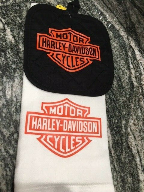 Harley Davidson Motorcycle Kitchen towel and pot holder set gallery