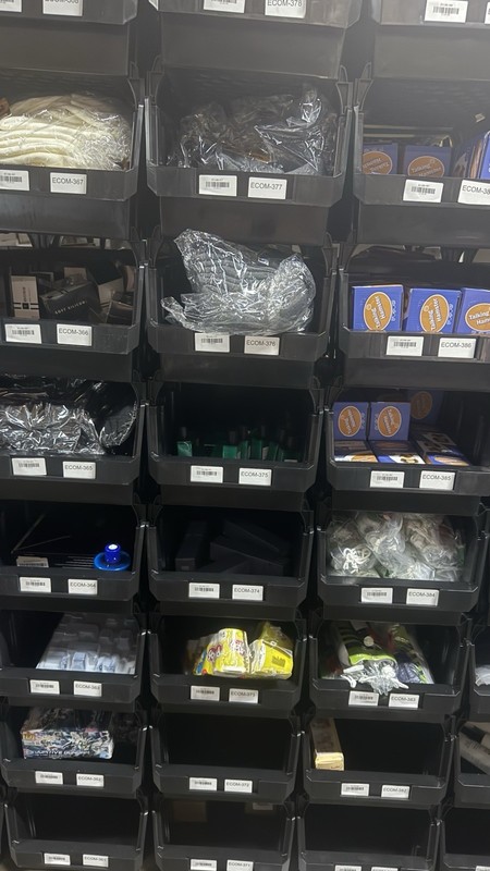 Large Stackable Storage Bin, Plastic, Black, Parts Bins, Warehouse, NEW - 8 PACK gallery