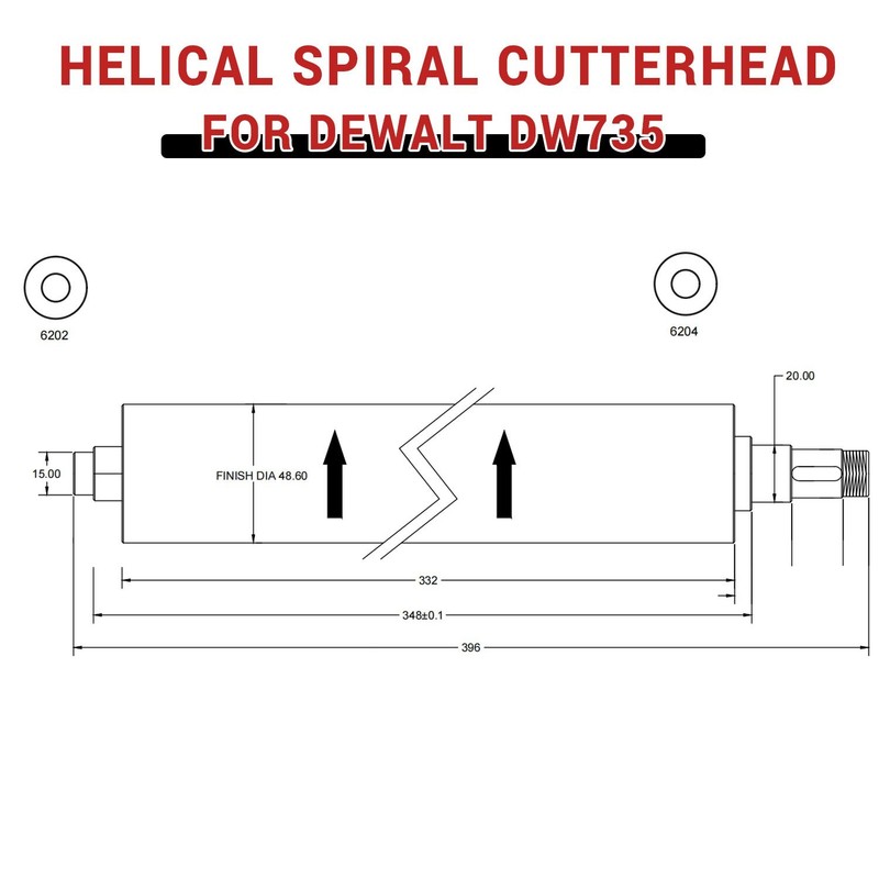 13 Inch Sprial Helical Cutterhead for DeWalt DW735/DW735X/DW735-XE Planer 4 Rows gallery