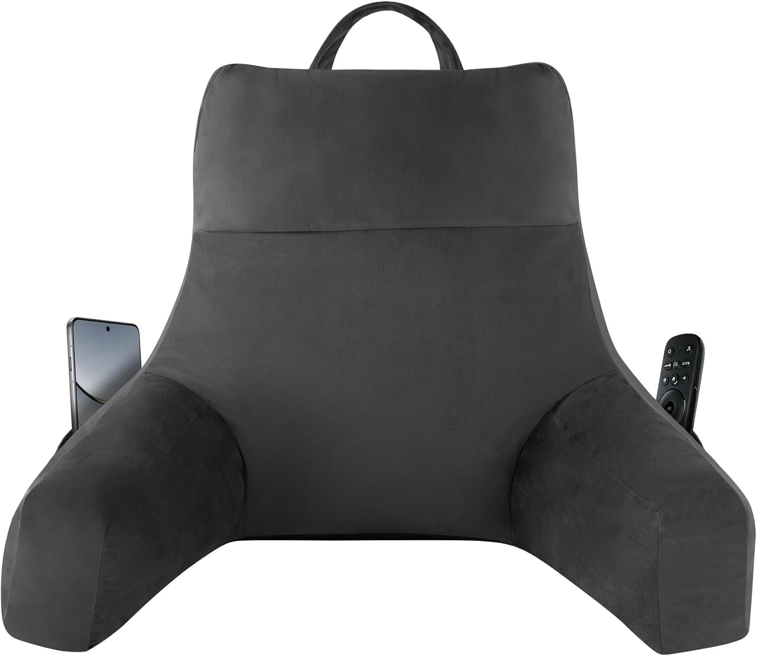 Back Support Pillow Memory Foam Lounge Reading Pillow with Arms Grey 18 Inch gallery