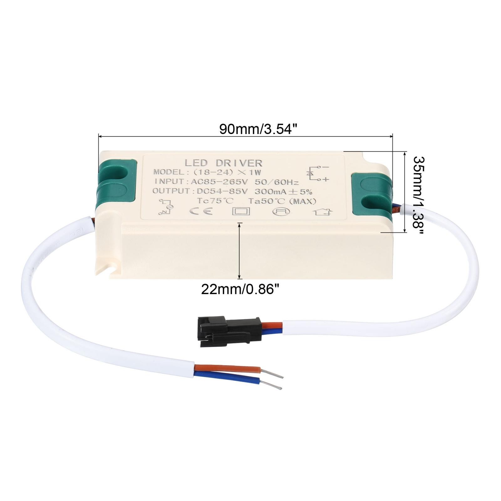 3pcs 18-24W 300mA LED Driver AC 85-265V Output 54-80V DC Male Connector gallery