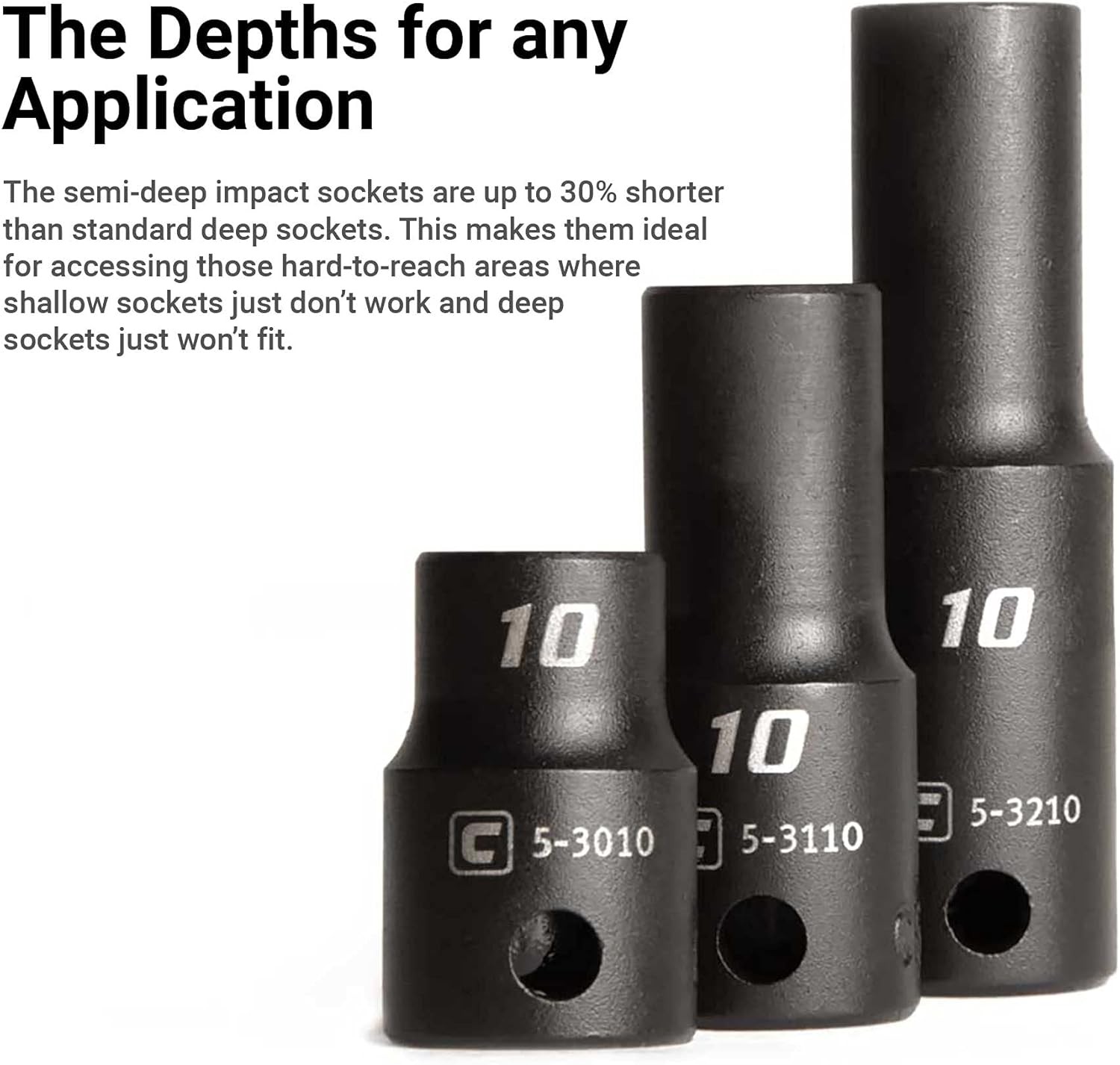 Capri Tools 3/8 in.Drive Shallow,Semi-Deep & Deep Impact Socket Set,SAE,36-Piece gallery