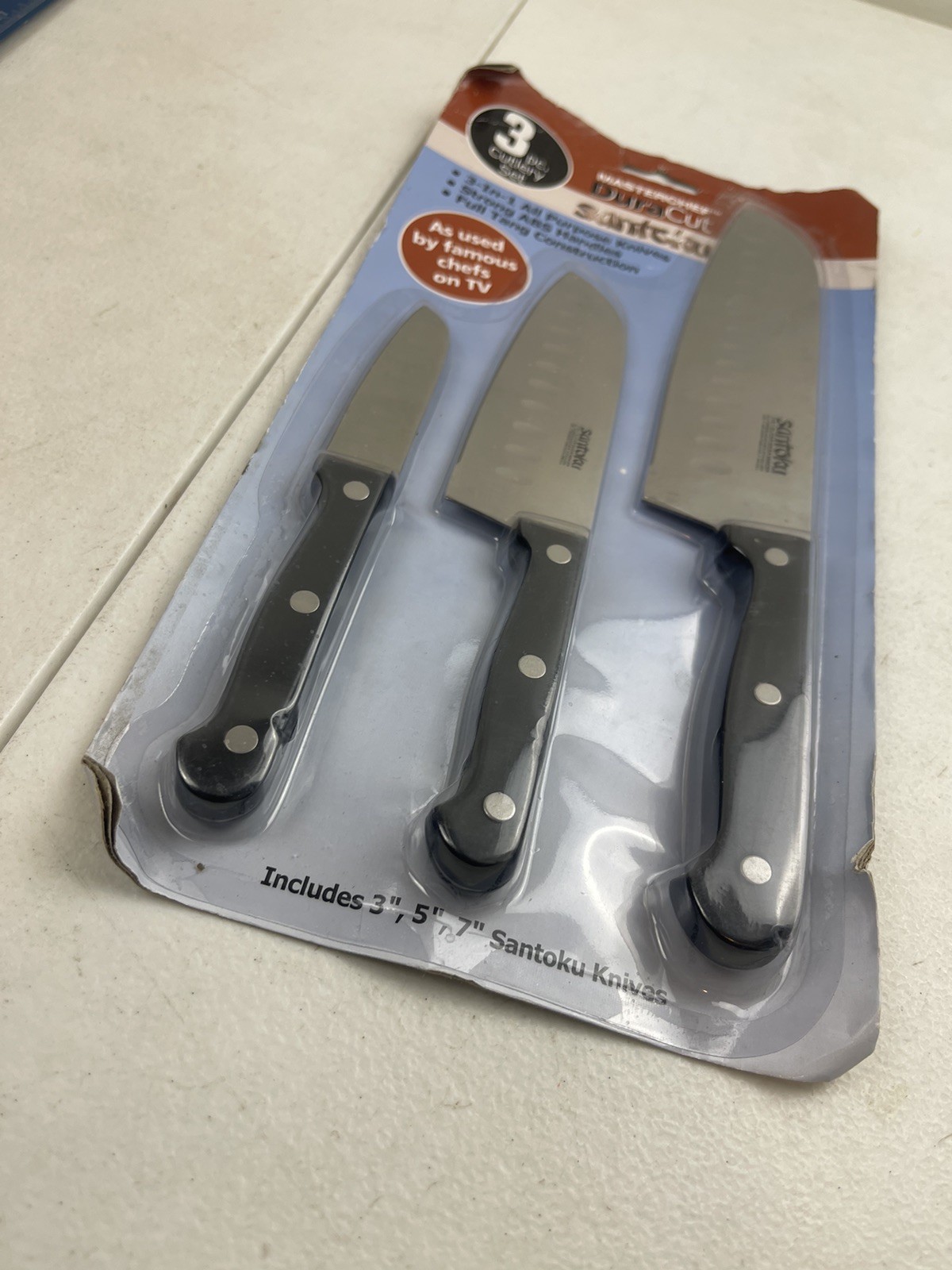 3 MasterChef DuraCut SANTOKU 7-5-3 Inches Knives Black Handle NEW gallery