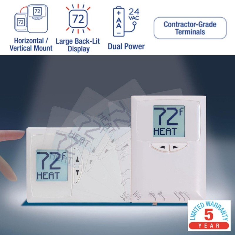 Lux Pro PSD111B Non-Programmable Thermostat for Home Use; 1 Heat, 1 Cool 1.0 gallery