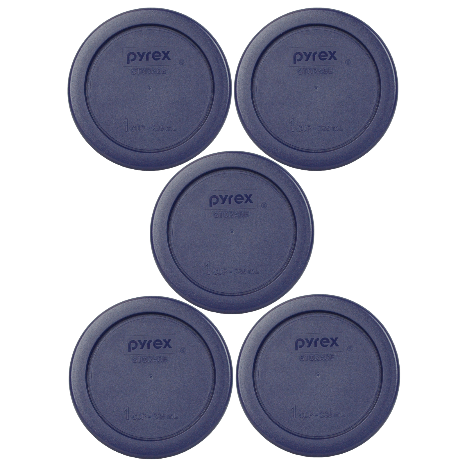 Pyrex 7202-PC 1 Cup Blue Round Plastic Lid Cover 5PK for Glass Bowl New gallery