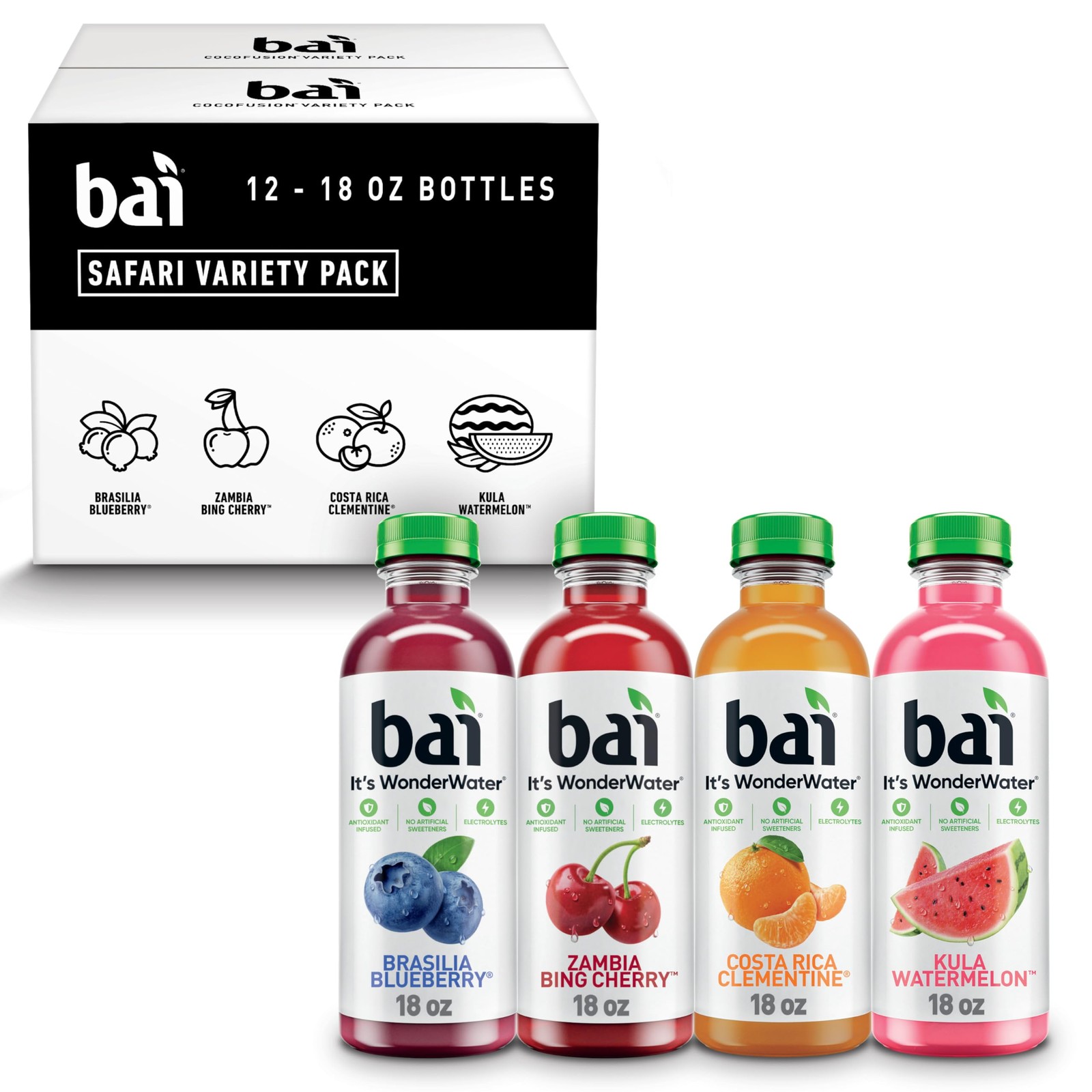 Bai Flavors Variety Pack, Antioxidant Infused Water Beverage, with 12 Pack gallery
