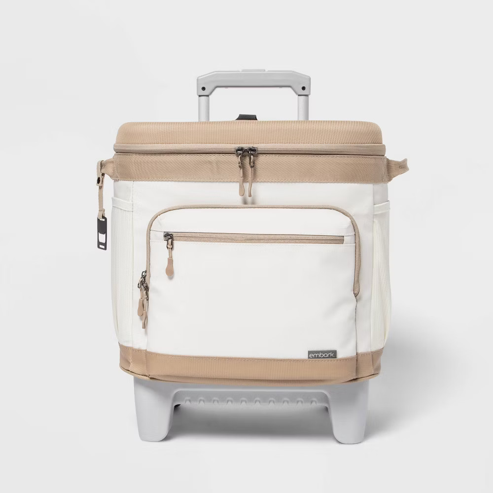 Embark Cooler 26QT Portable Soft Sided Roller Tan Cup Holder Wheels gallery