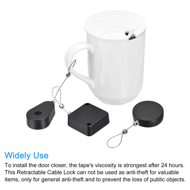 4Set Retractable Cable Lock with Double-Sided Adhesive 600g Black gallery