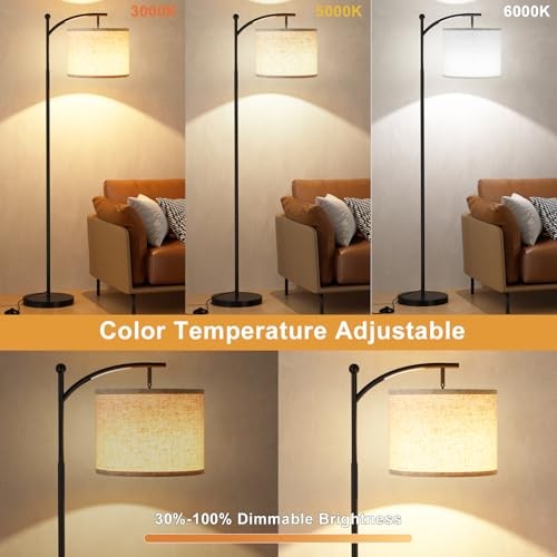 60" Floor Lamp with Remote Control and Stepless 61 inches A：beige & black gallery