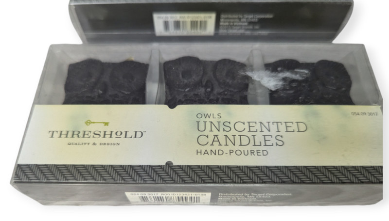 Threshold Owls Unscented Black or Dark Brown Candles 3 Count Each-2 Sets NIB gallery