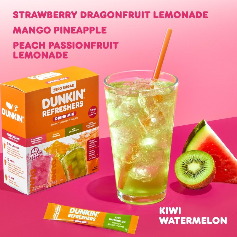 Dunkin’ Zero Sugar Refreshers Singles To Go! Powdered 0.09 Ounce (Pack of 40) gallery