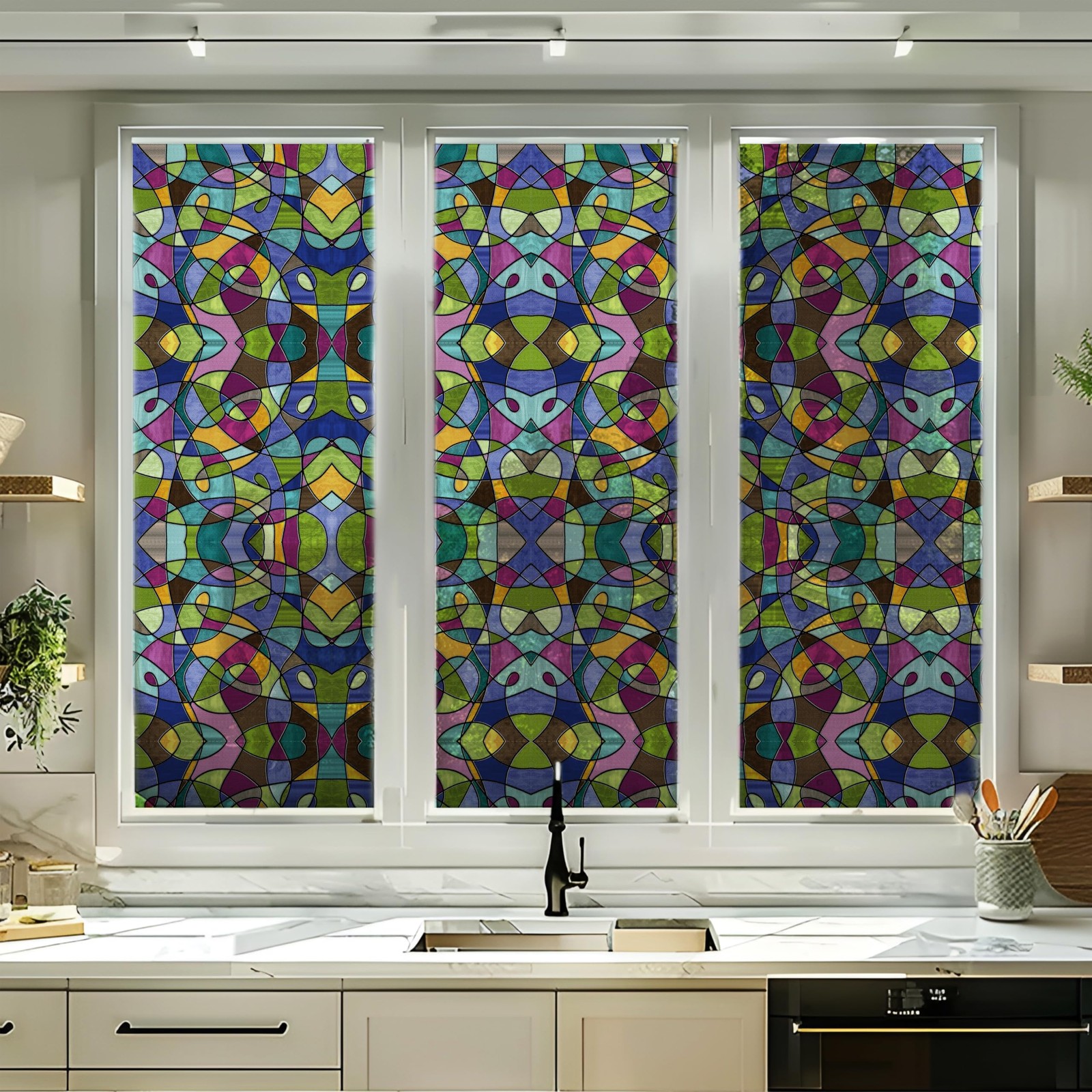 AMAZING WALL Stained Glass-Style Abstract Pattern Frosted Window Film-Bright ... gallery
