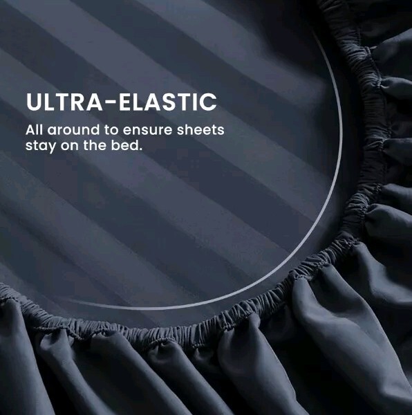 SLEEP ZONE Striped Cooling Queen Sheets Set 4 Piece Super Soft Fitted Flat NAVY gallery