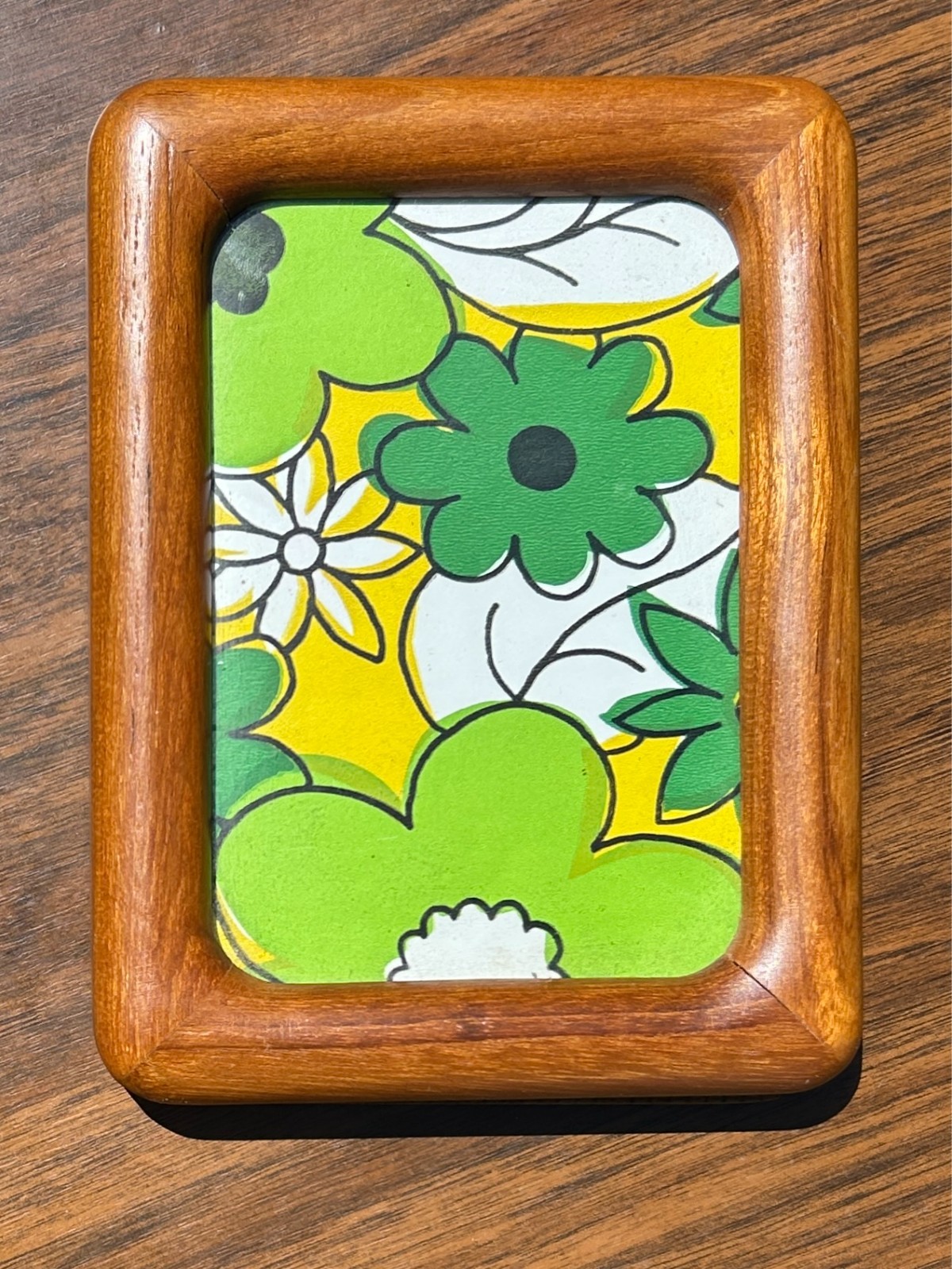 Vintage Retro Teak Rounded Corner Wood Picture Frame Tabletop Boho 4.5x6” gallery