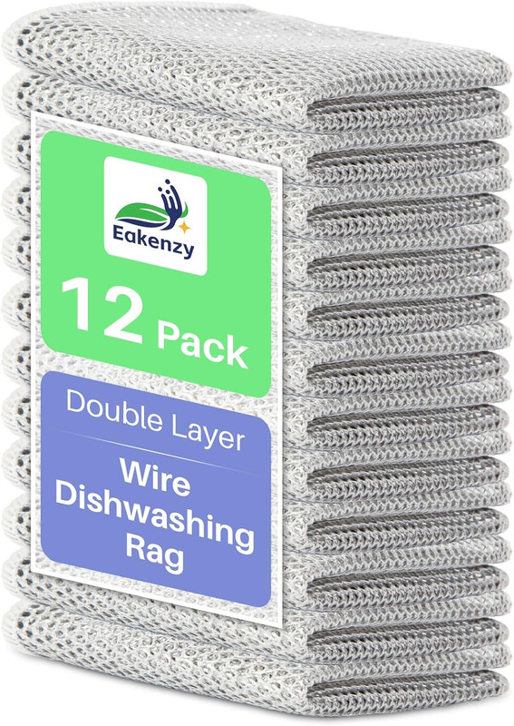12 Pack Steel Wool Scrubber, Double Layer Non-Scratch Wire Dishcloth, Multipurpo gallery