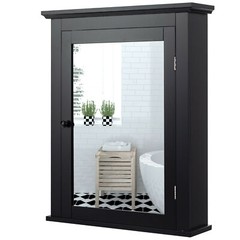 Bathroom Mirror Cabinet Wall Mounted Adjustable Shelf Medicine Black