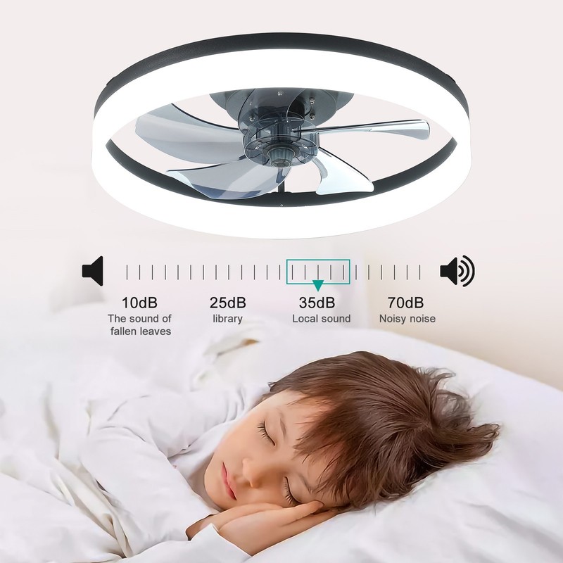 20" Modern Fan Lights Flush Mount LED Ceiling Light kit With Remote APP Control gallery