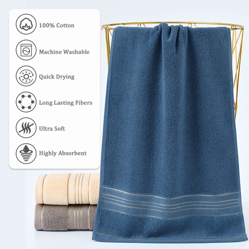 4PCS Cotton Bath Sheet Solid Luxurious Set Super Absorbent Quick Drying Towel US gallery