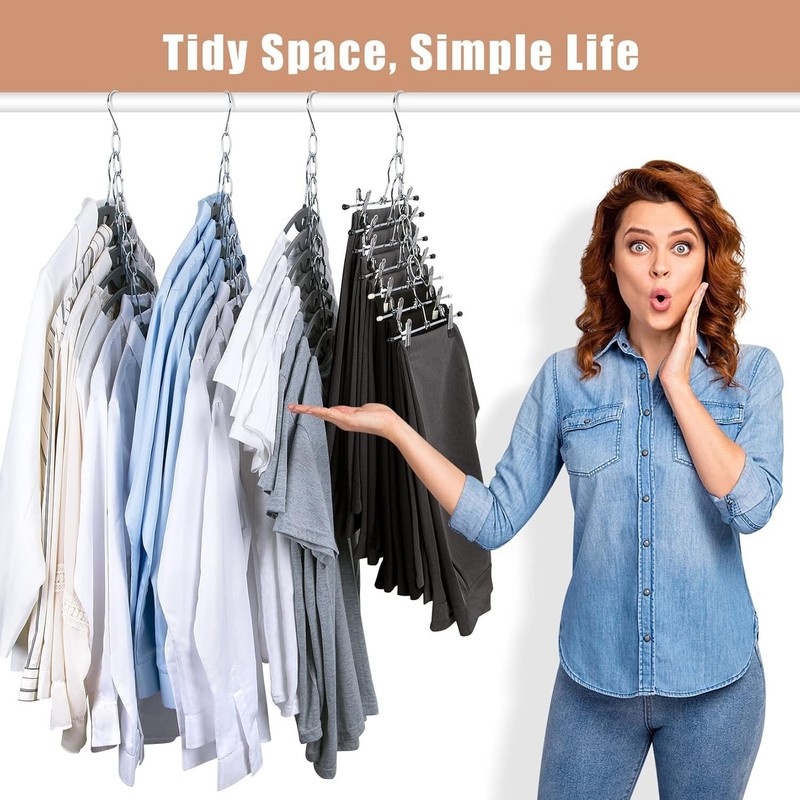 Hangers Space Saving Metal Chain Clothes Hanger Organizer with 8 Slots Magic ... gallery