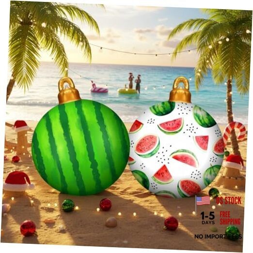 2 Pcs 24" Giant Summer Watermelon Outdoor Balls Decorations PVC Inflatable gallery