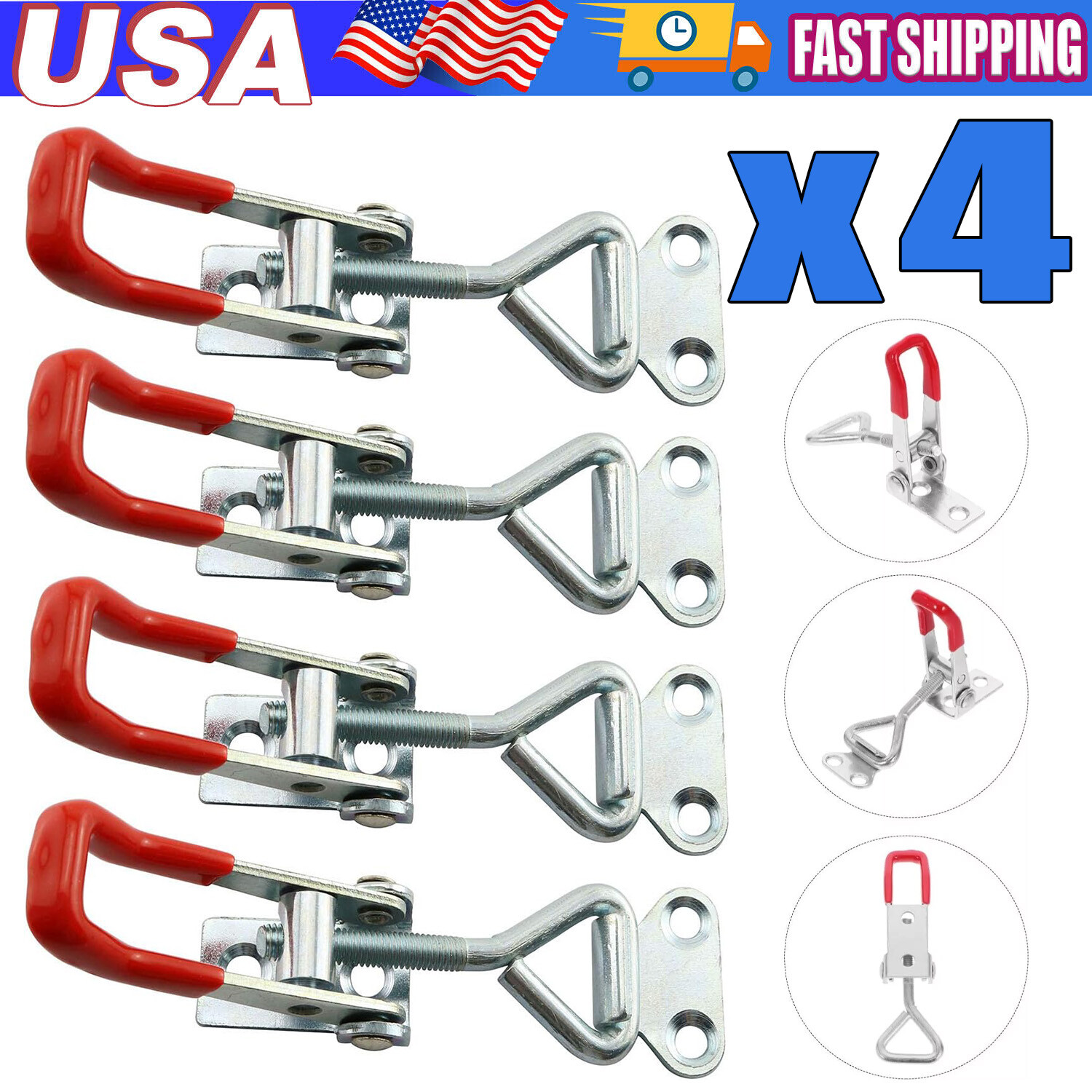 4Pcs Heavy Duty Steel Toggle Latch Catches Adjustable Lock Clamp For Boxes Case gallery