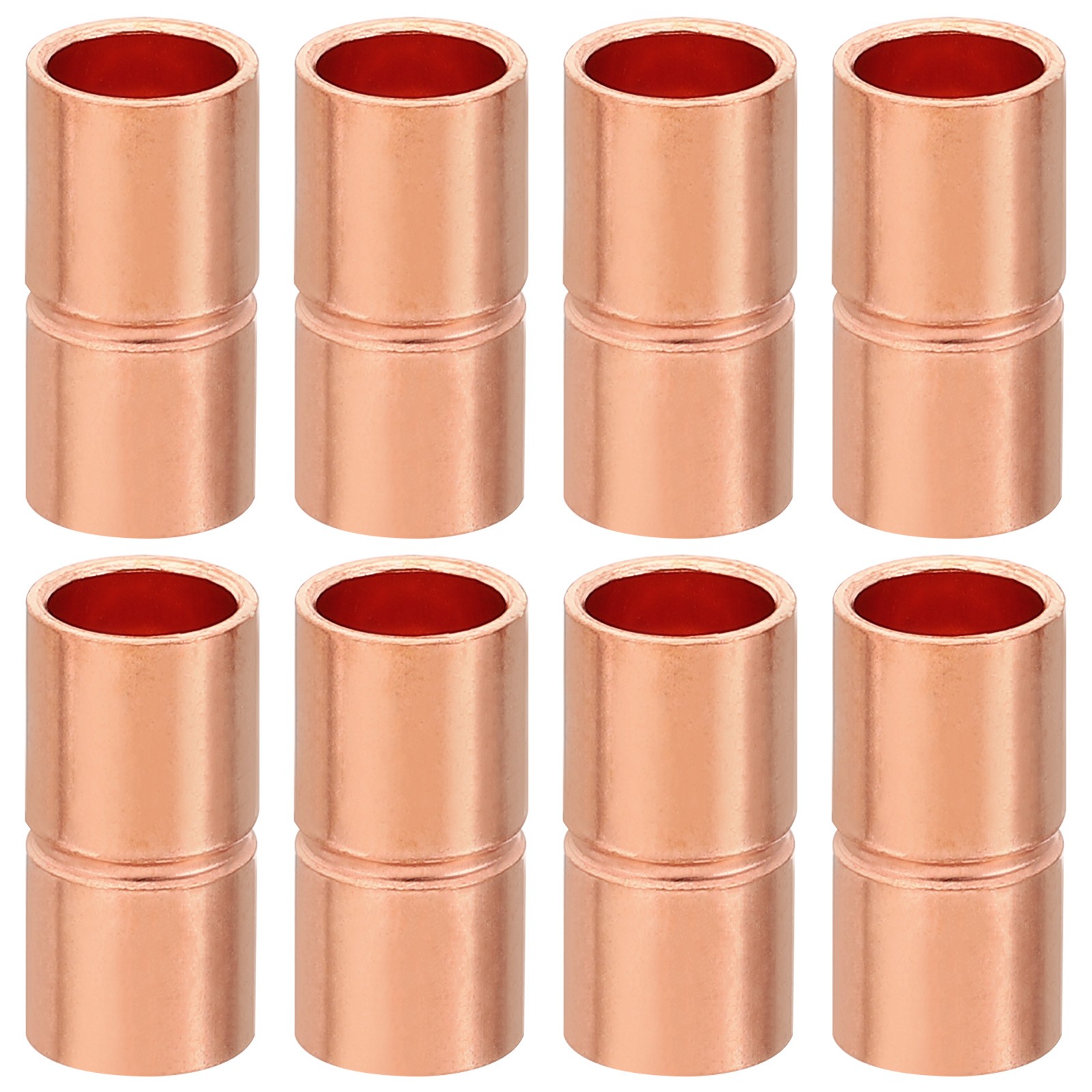 8Pack1/4" ID Copper Coupling Fittings Rolled Tube Stop Straight Welding Joint gallery