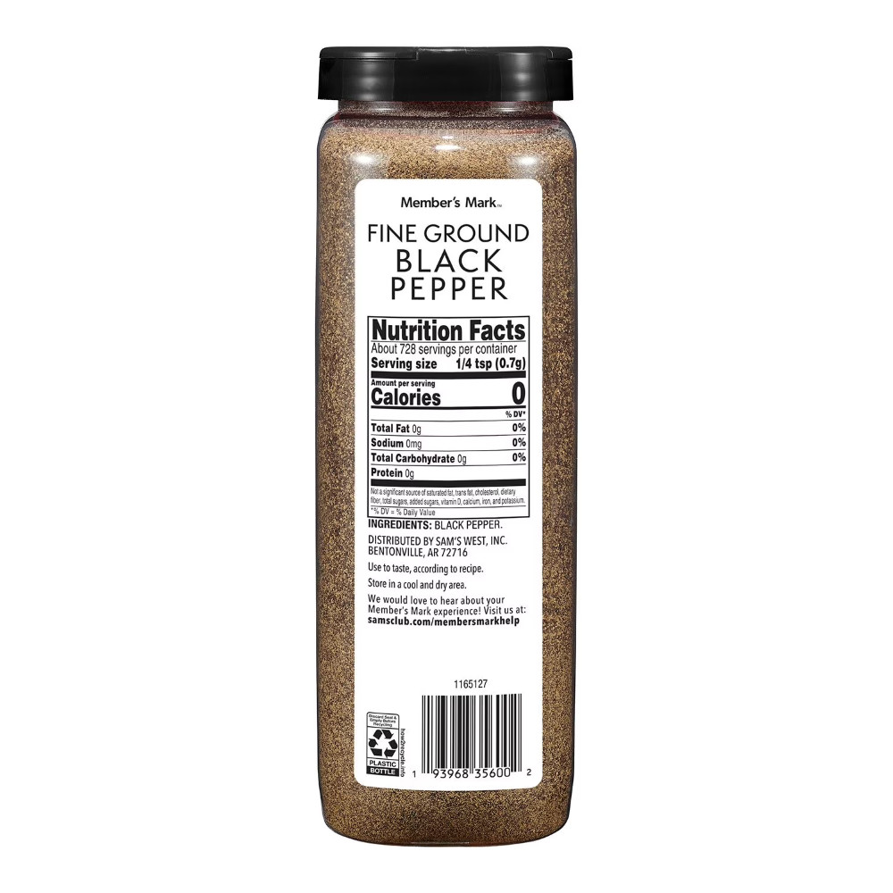 Member's Mark Fine Ground Black Pepper, 18 oz. Kosher, FRESH, NEW, FREE SHIPPING gallery