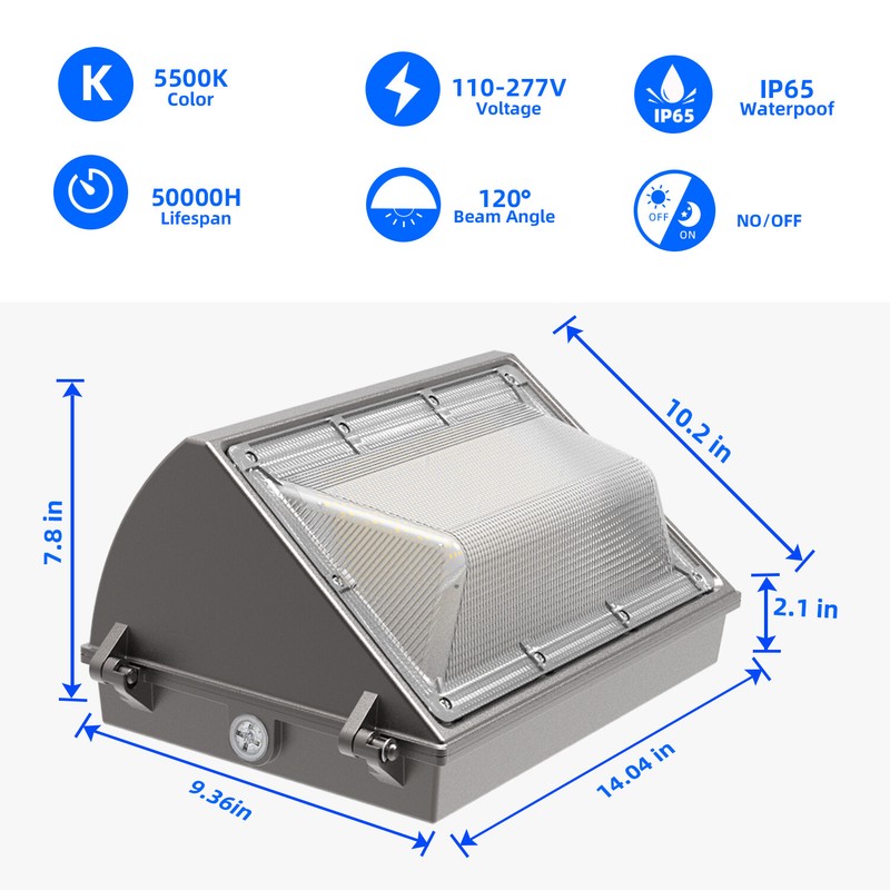 150W LED Wall Pack Light With Photocell Commercial Outdoor Security Lighting ETL gallery