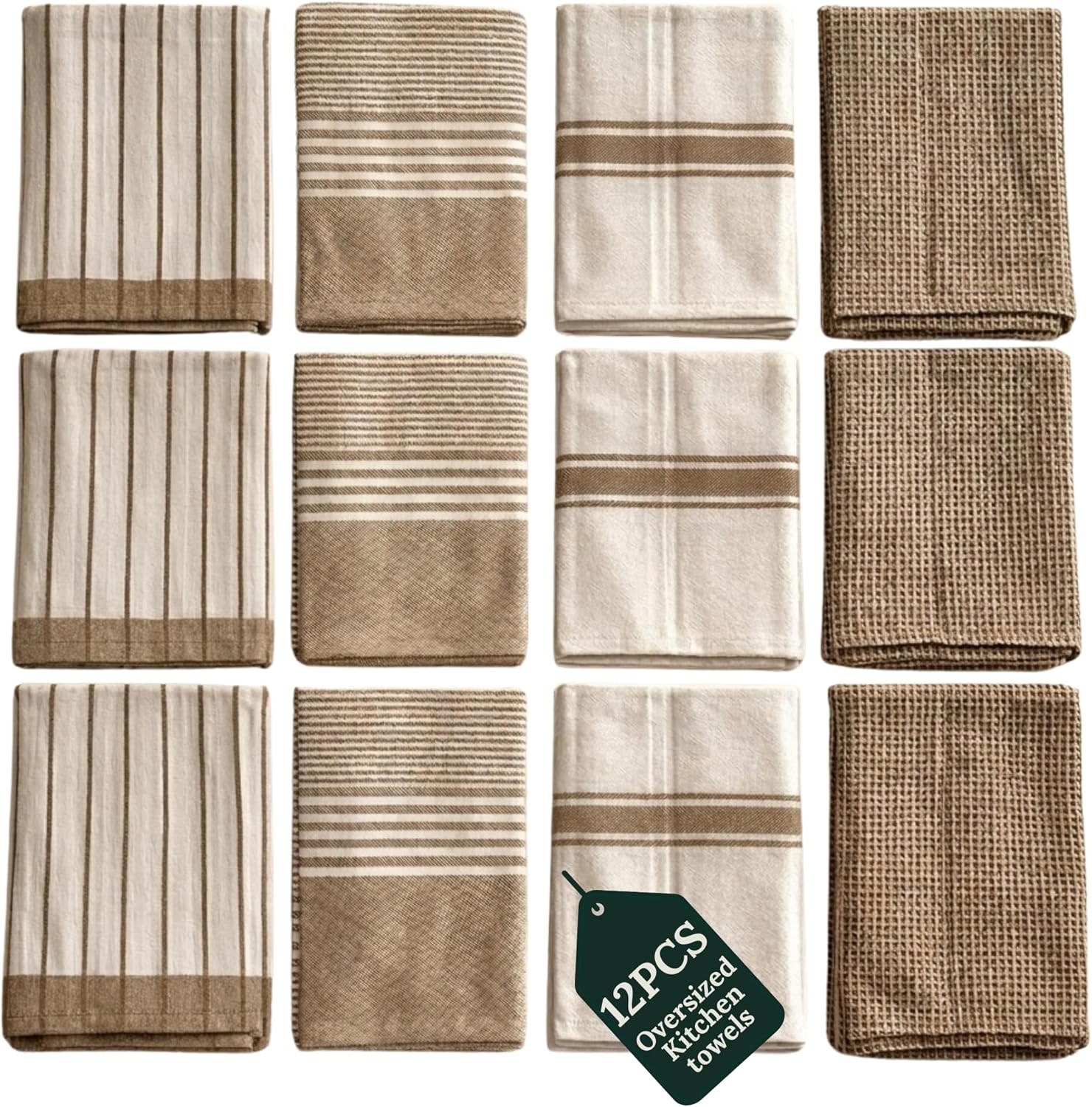 CLOUDSCAPE Kitchen Towels, Set of 12, Premium Cotton Dish Towels for Kitchen, gallery