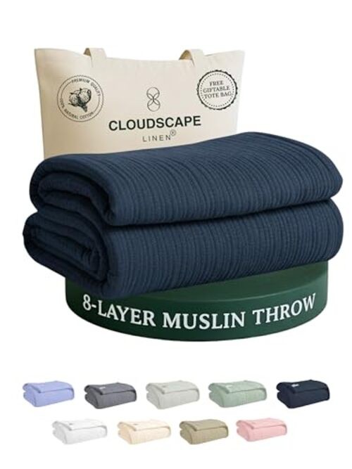 CLOUDSCAPE 8 Layer Muslin Throw Blanket - 100% Throw (50"x70") 01: Ensign Blue gallery