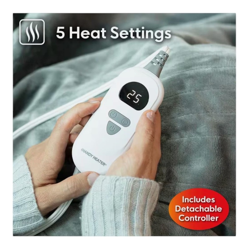 Throw Grey Plush Electric Heated Blanket, 5 Heat Settings, Auto Shut-Off, 50x60 gallery