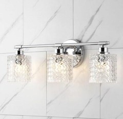 JONATHAN Y JYL3550A 3-Light Vanity Wall Light Chrome Polished Clear Glass