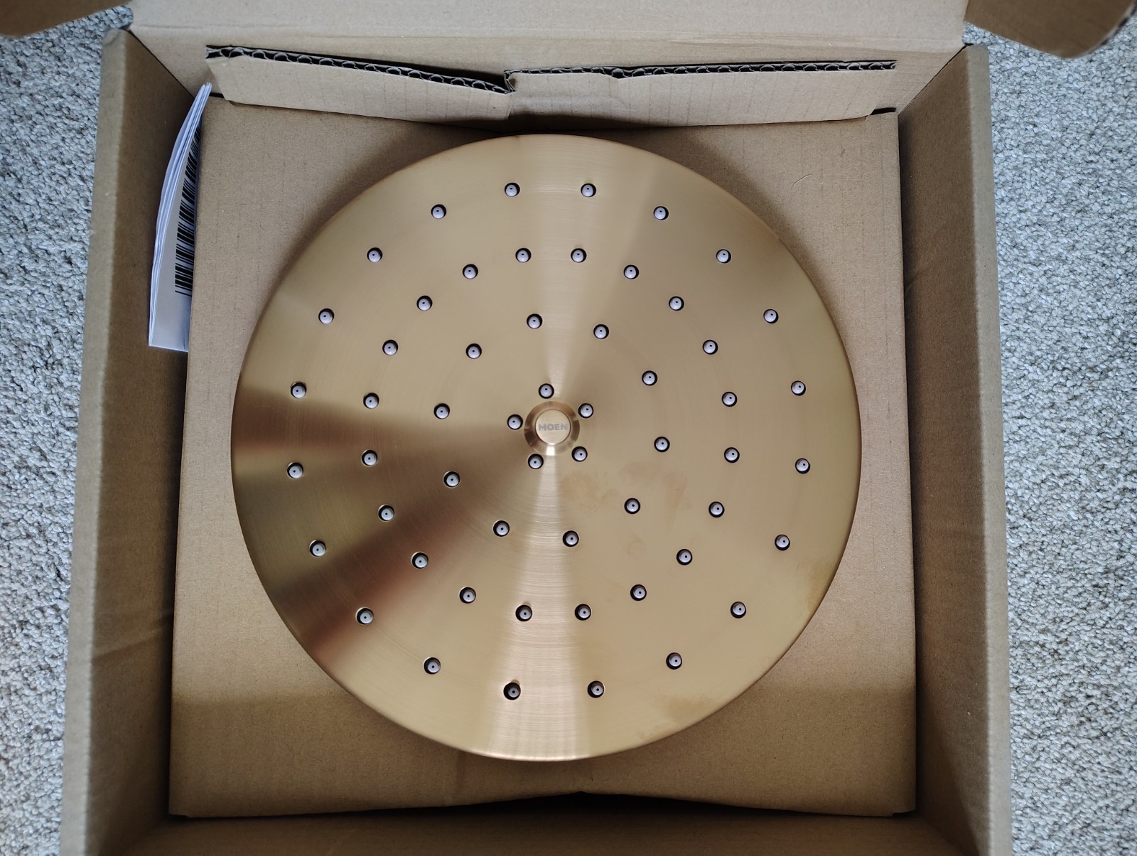 Shower head, moen s112bg, 10" rain head in brushed gold. New in original box. gallery