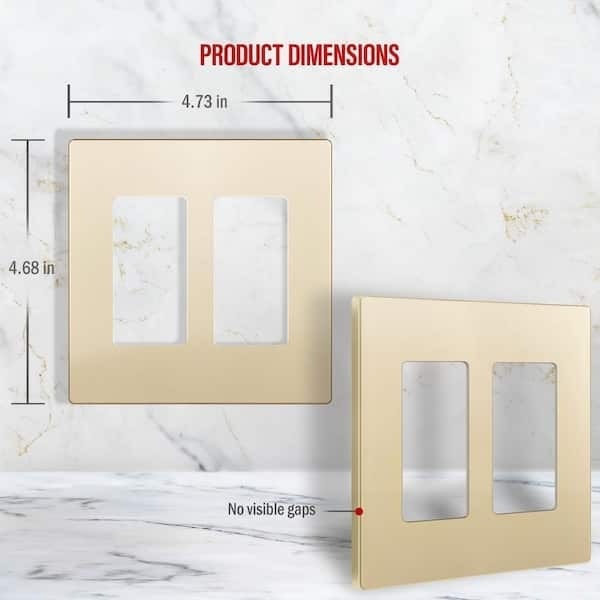 Gold 2-Gang Screwless Decorator Rocker Wall Plate Polycarbonate 5-Pack gallery
