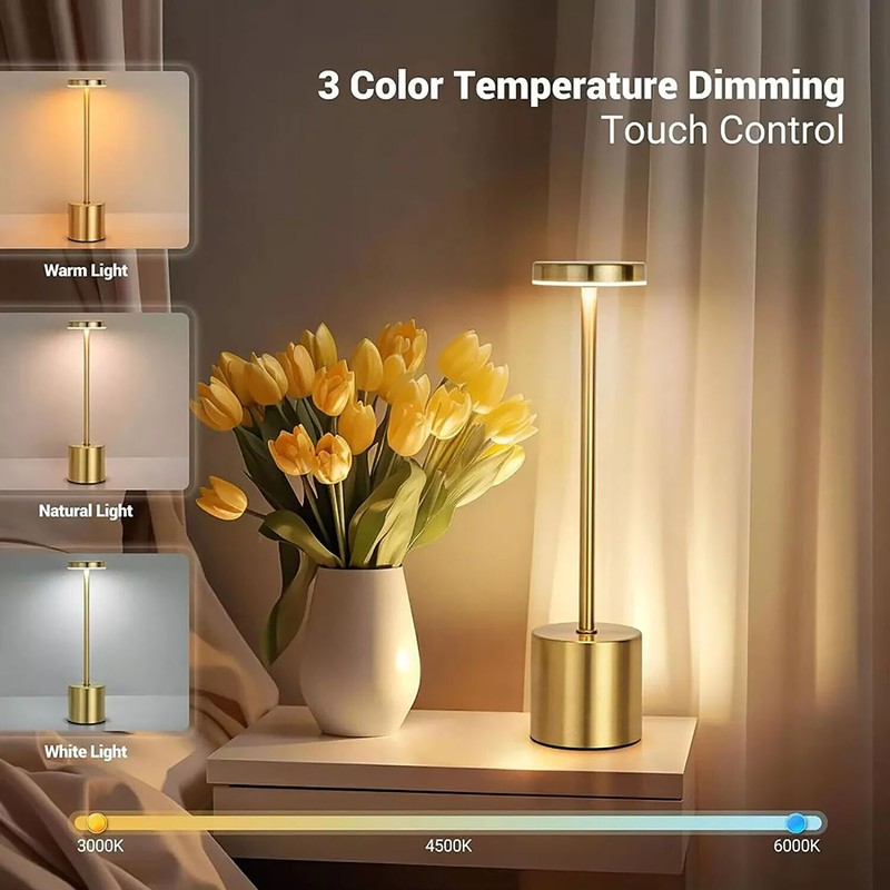 LED Table Lamp Dimmable Cordless Touch Desk Lamp Rechargeable Vintage Light US gallery