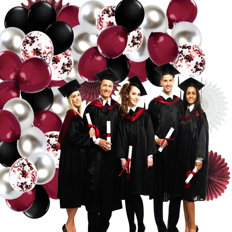 Graduation Decorations Maroon Black 2026/Burgundy Black Graduation Party Deco... gallery