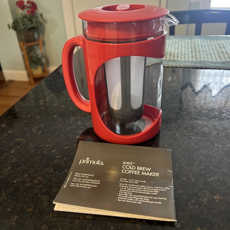 Primula Cold Brew Coffee Maker w/ Brew Filter 1.6 QT NEW No Box-Red gallery