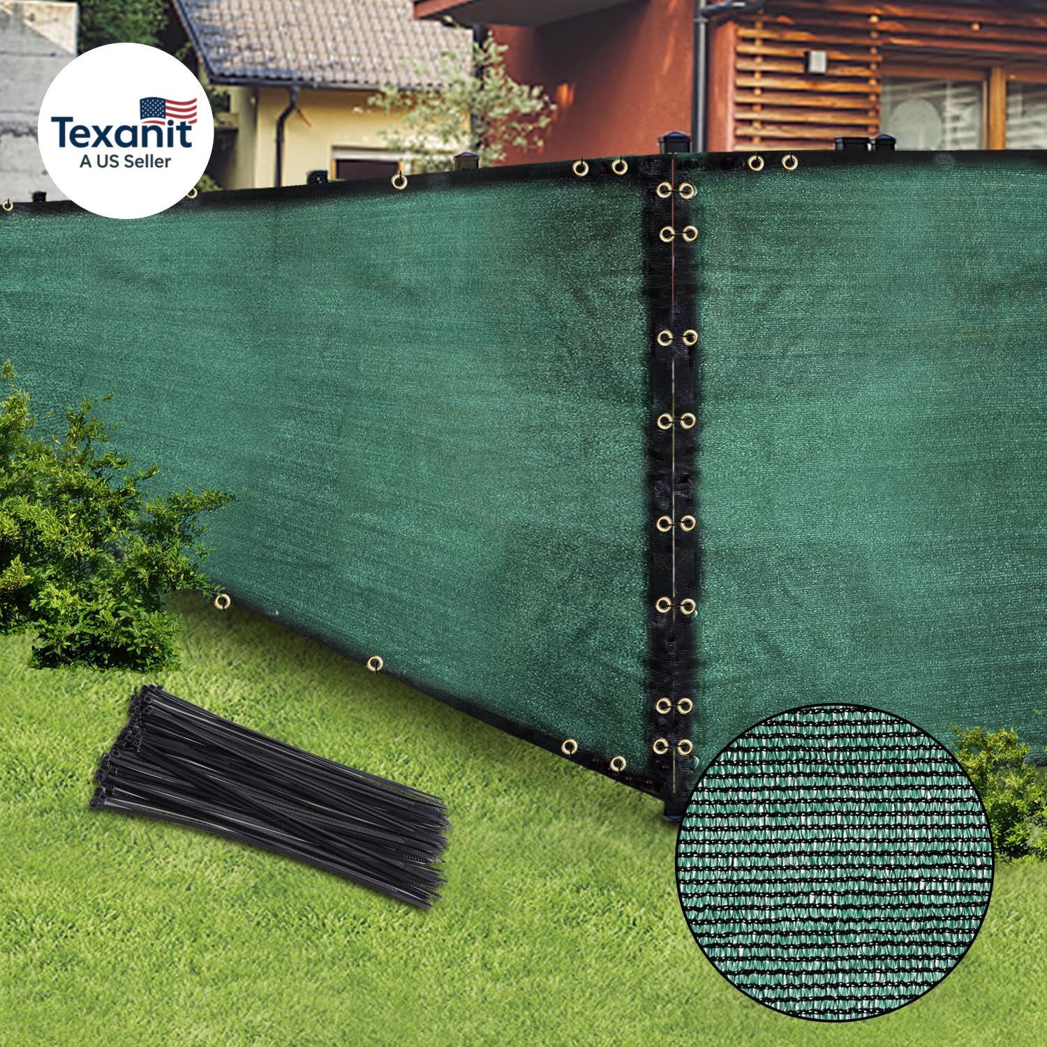 Green 6FT X 50FT Outdoor Privacy Screen Fence & Mesh Shade Net Cover, Ideal for gallery