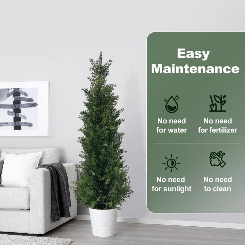 2pcs 3ft 4ft Artificial Cedar Topiary Tree Plant UV Home Decor Indoor Outdoor gallery