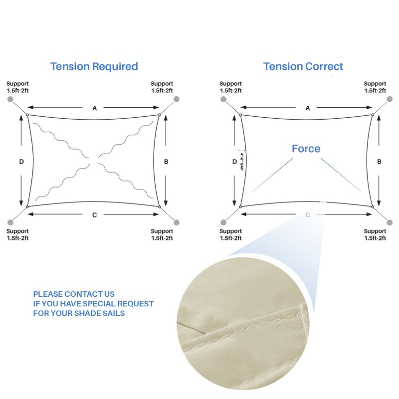 5-24ft Beige Rectangle Waterproof Sun Shade Sail Shelter Cover for Canopy Pool gallery