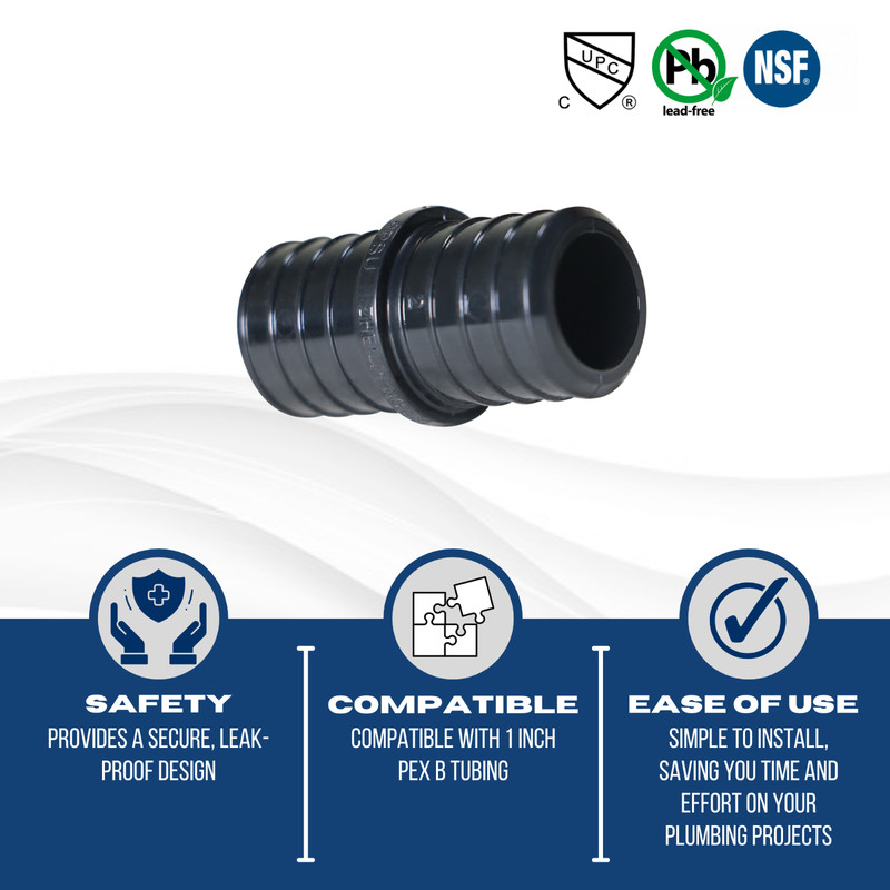 15 PIECES 1" PEX COUPLING POLY ALLOY LEAD FREE CRIMP PLASTIC FITTINGS - NSF CUPC gallery