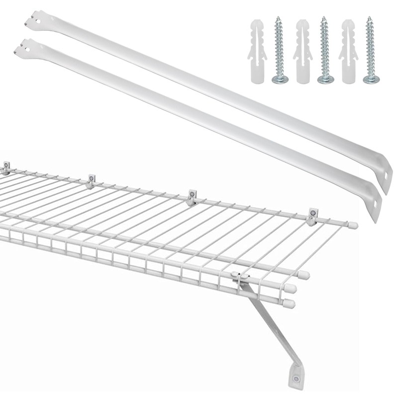 2 Pack White 12 Inch Support Brackets For Wire Shelving Closet Wardrobe Anchor gallery