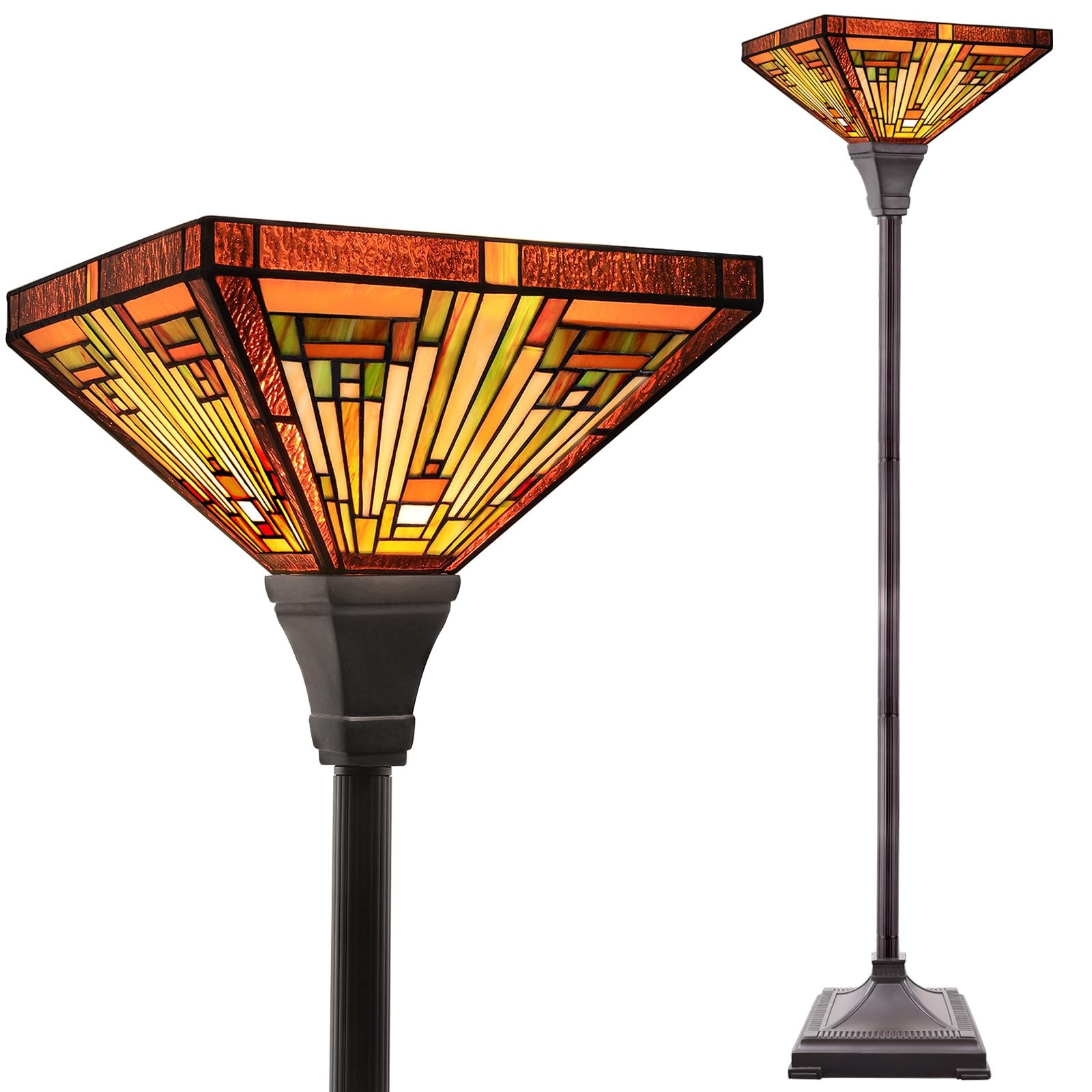 Tiffany Lamp Stained Glass Torchiere Floor Lamp,12x12x70 Inches Industrial Bl... gallery