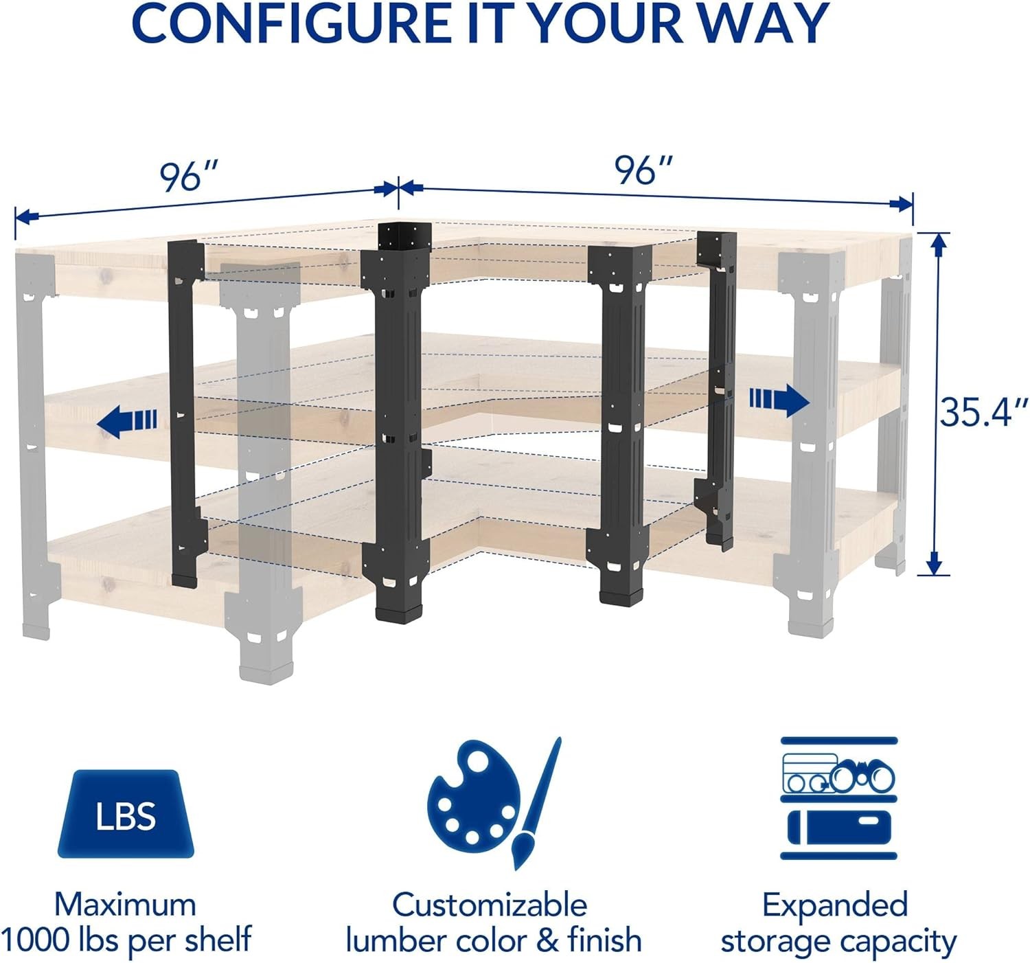 Universal Steel Workbench Kit 5 Legs L Shaped Heavy Duty Work Bench for Garage gallery
