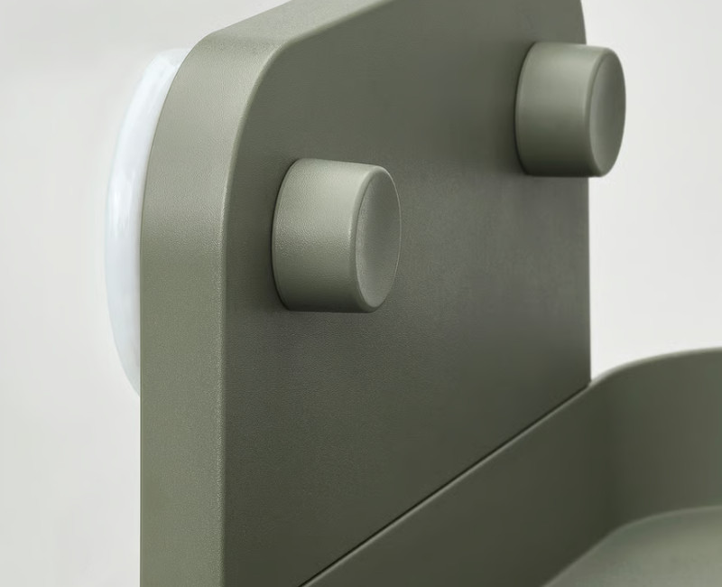 ÖBONÄS Wall shelf with suction cup, gray-green, 11 "x4 ¾ "x4" gallery